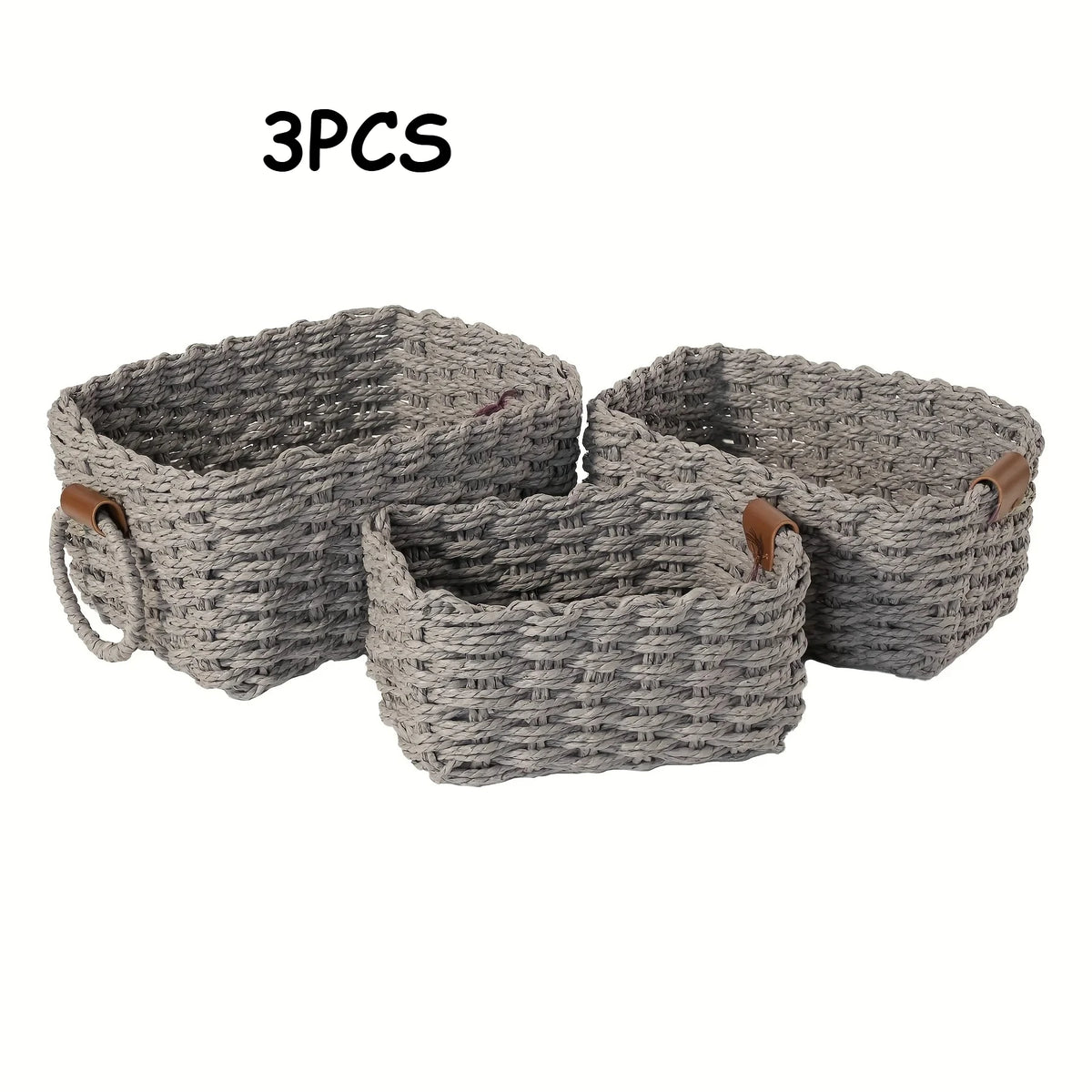 3Pcs/1Pc Woven Storage Basket, Paper Rope Storage Basket with Handle Small Woven Basket for Organising Decorated Gift Basket