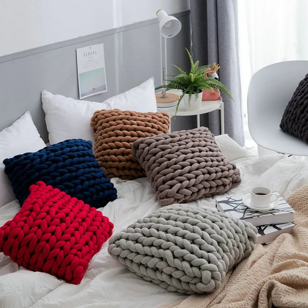 Square Braid Pillow Floor Sofa Cushion Pillow Handmade Cushion Home Decor Pillow