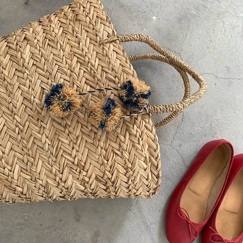 Weave Large Tote Bag 2021 Summer New Quality Straw Women'S Designer Handbag High Capacity Handbag Beach Travel Bag Basket Bag