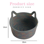 Cotton Thread Basket Woven Basket Storage Basket Desktop Storage Home Storage Suppliescat Ears round Storage Basket