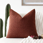 Solid Boucle Throw Pillow Cover Ivory Grey Camel Puffy Soft Design Cushion Cover Texture Couch Pillow Case Cozy 18X18" 45X45Cm