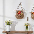 Makramee-Obstkorb-Wandbehang, 3-Tier Boho-Küchenorganisator, Hanf-Baumwollseil
