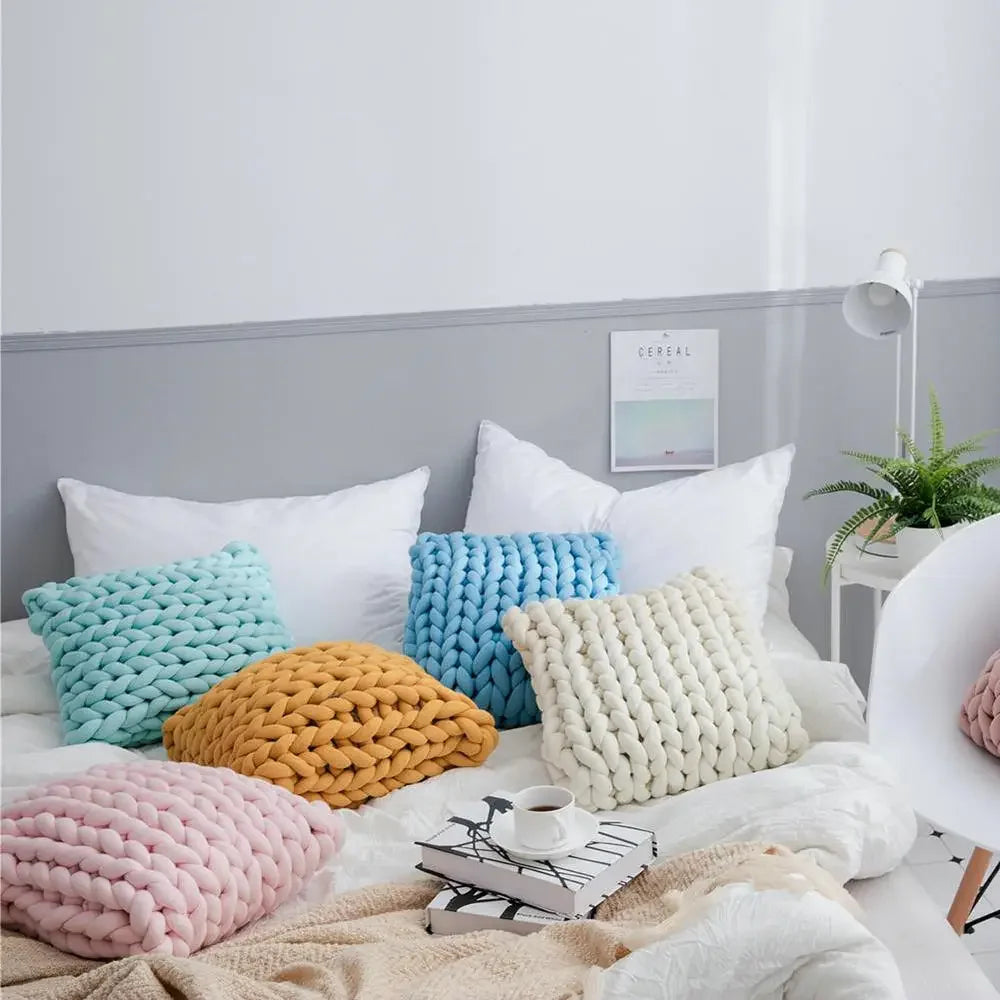 Square Braid Pillow Floor Sofa Cushion Pillow Handmade Cushion Home Decor Pillow