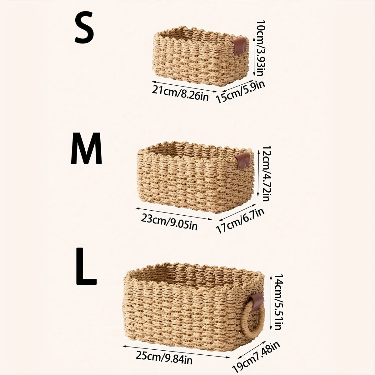 3Pcs/1Pc Woven Storage Basket, Paper Rope Storage Basket with Handle Small Woven Basket for Organising Decorated Gift Basket
