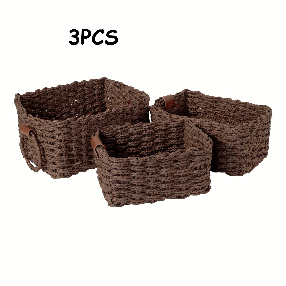 3Pcs/1Pc Woven Storage Basket, Paper Rope Storage Basket with Handle Small Woven Basket for Organising Decorated Gift Basket