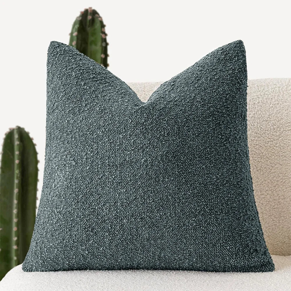 Solid Boucle Throw Pillow Cover Ivory Grey Camel Puffy Soft Design Cushion Cover Texture Couch Pillow Case Cozy 18X18" 45X45Cm