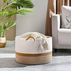 King-Size Woven Storage Basket Living Room Cotton Rope Blanket Basket Household Wicker Laundry Basket Storage Basket