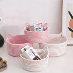 Cotton Thread Basket Woven Basket Storage Basket Desktop Storage Home Storage Suppliescat Ears round Storage Basket