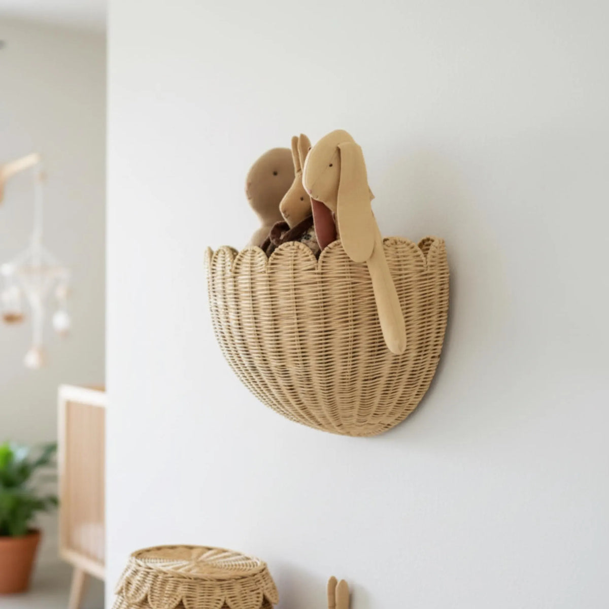 Handgeflochtener Wandkorb Aus Rattan, Individuelle Aufbewahrungsmöglichkeit Im Boho-Stil Fürs Kinderzimmer