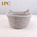 Cotton Thread Basket Woven Basket Storage Basket Desktop Storage Home Storage Suppliescat Ears round Storage Basket