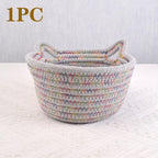 Cotton Thread Basket Woven Basket Storage Basket Desktop Storage Home Storage Suppliescat Ears round Storage Basket