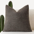Solid Boucle Throw Pillow Cover Ivory Grey Camel Puffy Soft Design Cushion Cover Texture Couch Pillow Case Cozy 18X18" 45X45Cm