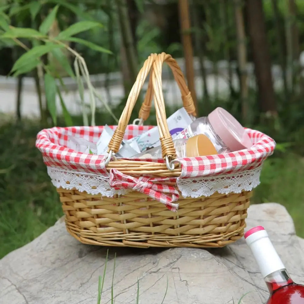 Oval Pastoral Willow Woven Toys Handwoven Storage Basket Fruit Basket Vegetable Basket Picnic Basket
