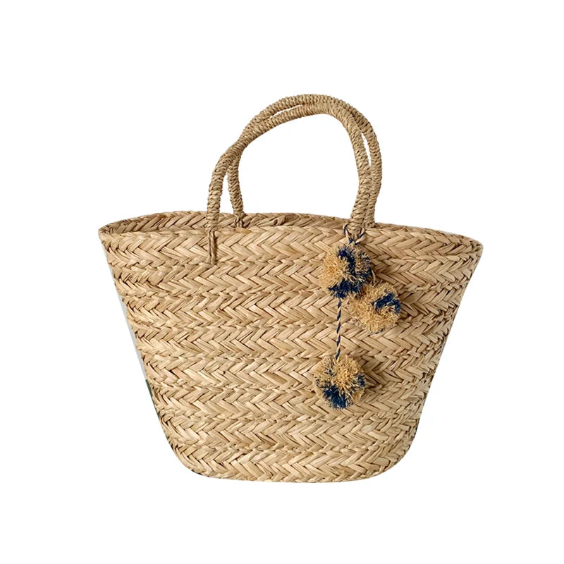 Weave Large Tote Bag 2021 Summer New Quality Straw Women'S Designer Handbag High Capacity Handbag Beach Travel Bag Basket Bag