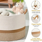 King-Size Woven Storage Basket Living Room Cotton Rope Blanket Basket Household Wicker Laundry Basket Storage Basket
