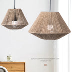1Pc Rattan Lamp Geometric Shade Light Cover Chandelier Hanging Wicker Woven Fixture Rustic Decorative Weave Basket