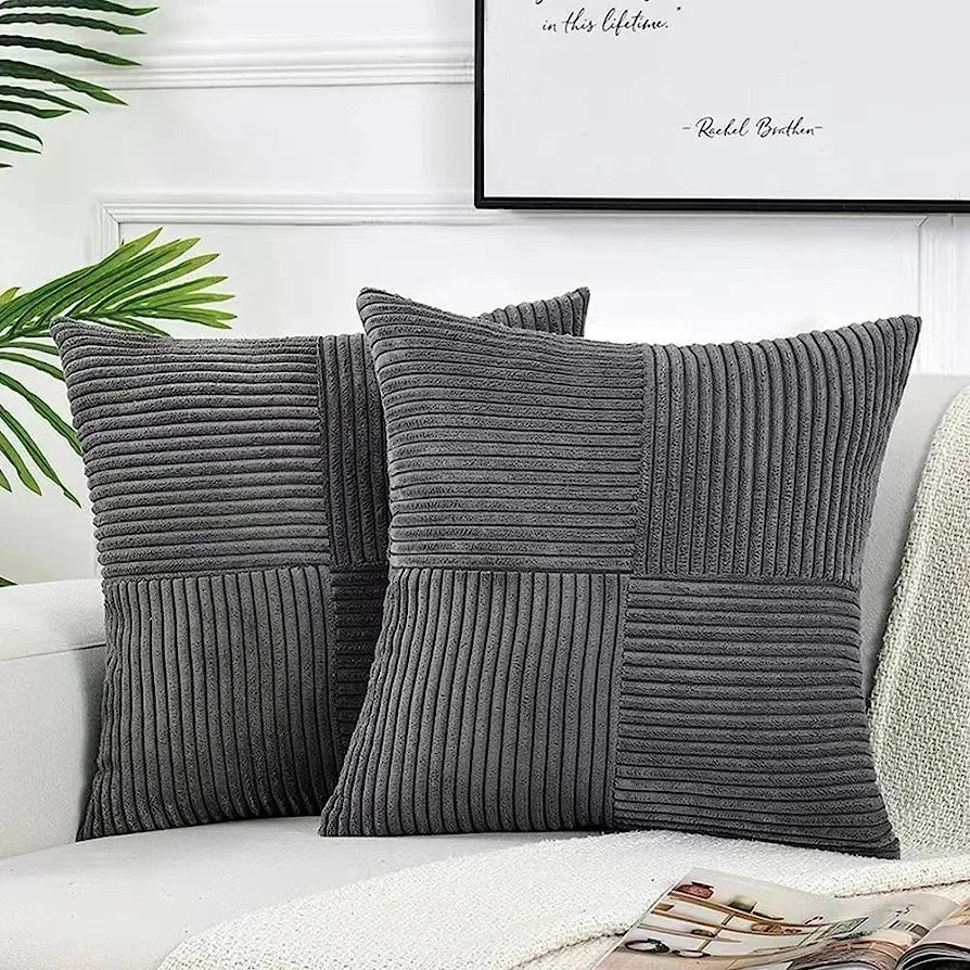 Simple Style Polyester Cushion Cover Stripe Pillow Cover White Beige Pink Solid Color Pillowcase for Sofa Living Room Home Decor