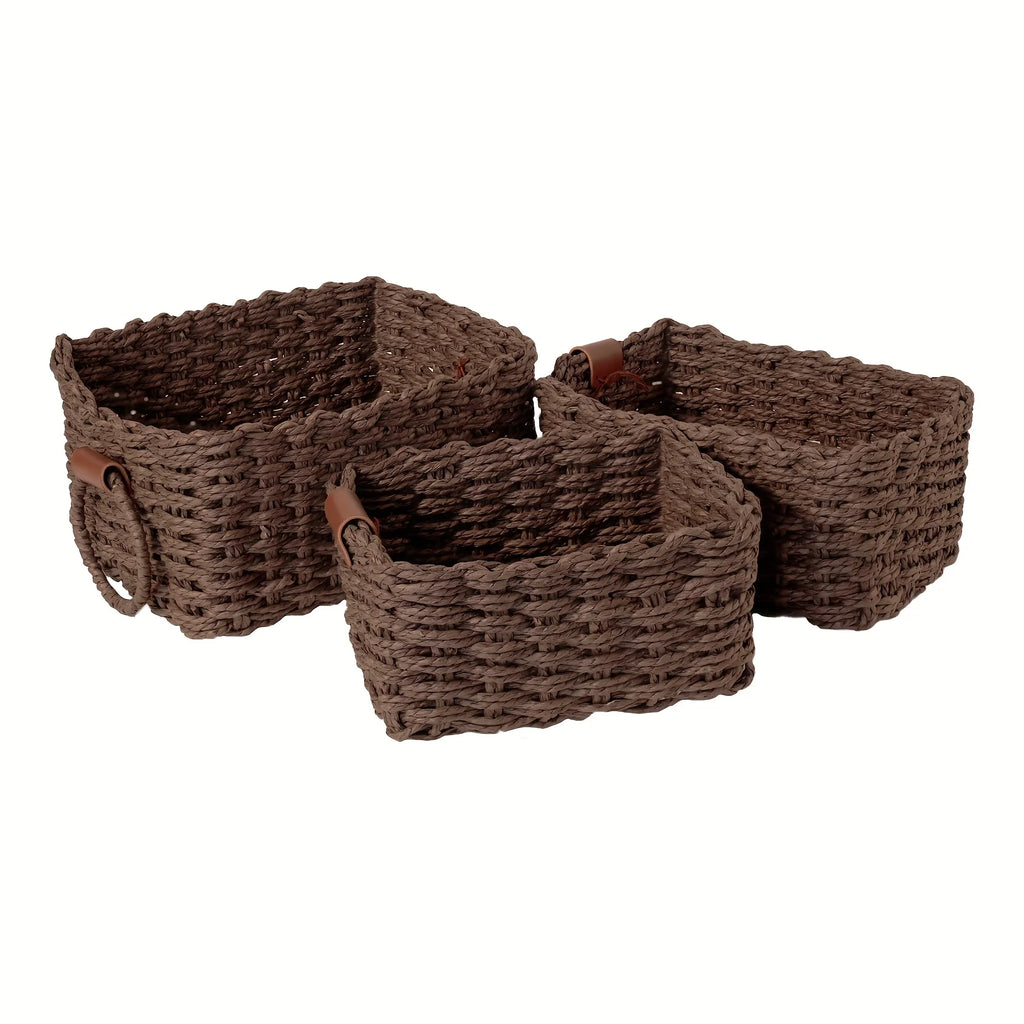 3Pcs/1Pc Woven Storage Basket, Paper Rope Storage Basket with Handle Small Woven Basket for Organising Decorated Gift Basket
