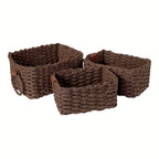 3Pcs/1Pc Woven Storage Basket, Paper Rope Storage Basket with Handle Small Woven Basket for Organising Decorated Gift Basket