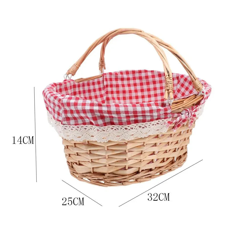 Oval Pastoral Willow Woven Toys Handwoven Storage Basket Fruit Basket Vegetable Basket Picnic Basket