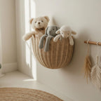 Handgeflochtener Wandkorb Aus Rattan, Individuelle Aufbewahrungsmöglichkeit Im Boho-Stil Fürs Kinderzimmer