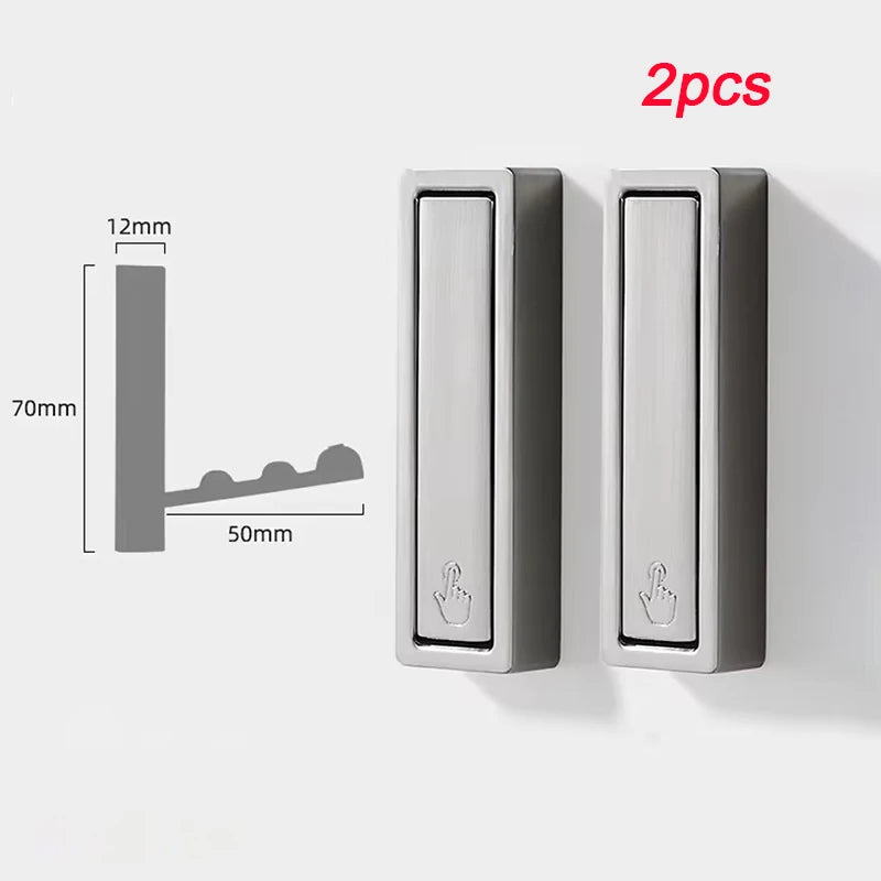 2/1Pcs Folding Wall Hook Hidden Robe Towel Coat Hook Stainless Steel Hook for Home Kitchen Bathroom Matte Black Towel Hanger