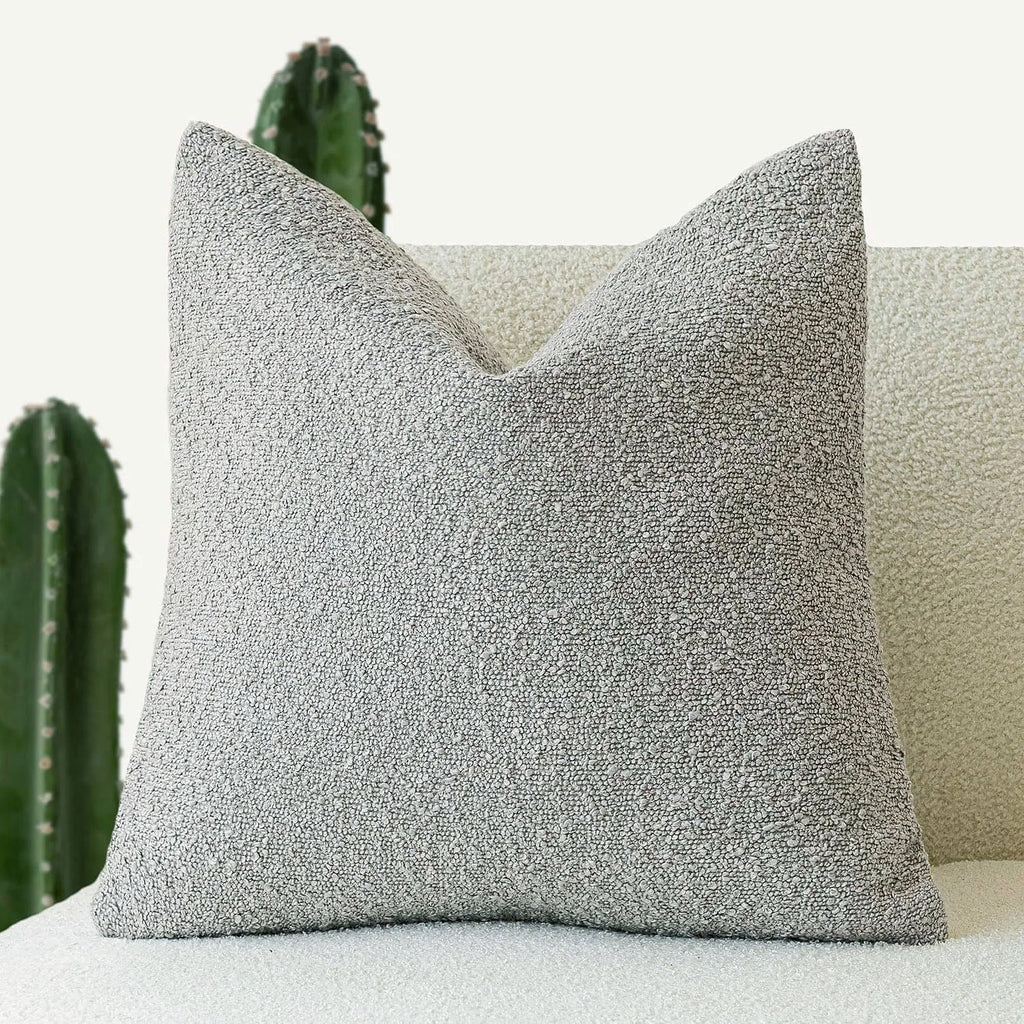 Solid Boucle Throw Pillow Cover Ivory Grey Camel Puffy Soft Design Cushion Cover Texture Couch Pillow Case Cozy 18X18" 45X45Cm