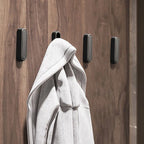 2/1Pcs Folding Wall Hook Hidden Robe Towel Coat Hook Stainless Steel Hook for Home Kitchen Bathroom Matte Black Towel Hanger