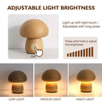 Wooden Mushrooms Night Light Touch Switch Bedroom Bedside Table Lamp Walnut Beech Wood Warm Dimmable Desk Light USB Chargeable