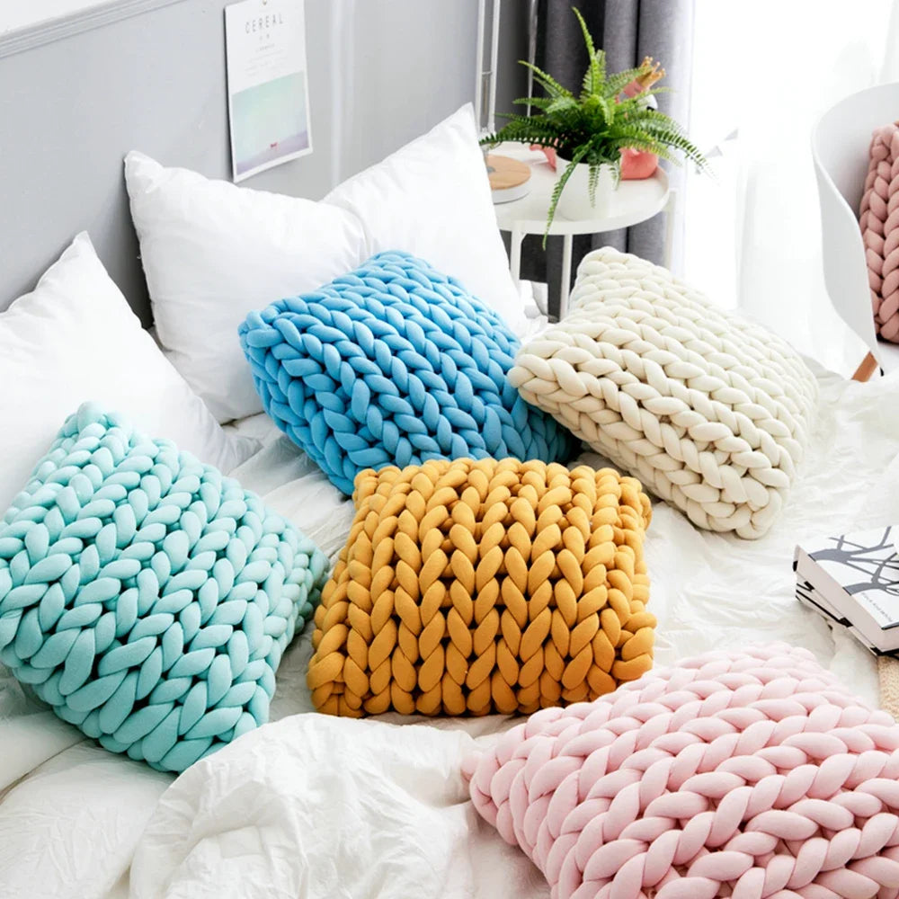 Square Braid Pillow Floor Sofa Cushion Pillow Handmade Cushion Home Decor Pillow