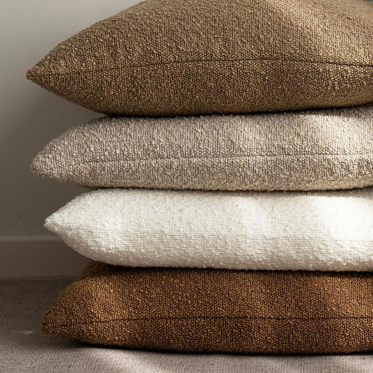 Solid Boucle Throw Pillow Cover Ivory Grey Camel Puffy Soft Design Cushion Cover Texture Couch Pillow Case Cozy 18X18" 45X45Cm