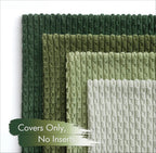 Spring Decorative Throw Pillow Covers Farmhouse Boho Home Decor Striped Corduroy Square Pillowcases 20 X 20 Inch Green