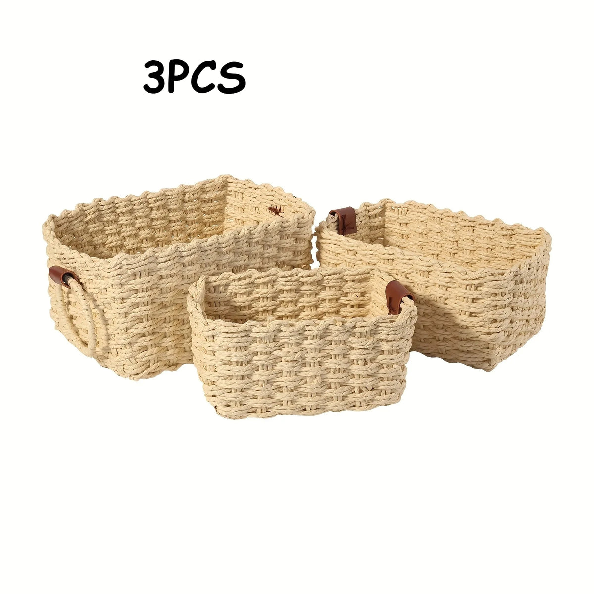 3Pcs/1Pc Woven Storage Basket, Paper Rope Storage Basket with Handle Small Woven Basket for Organising Decorated Gift Basket