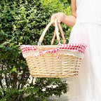 Oval Pastoral Willow Woven Toys Handwoven Storage Basket Fruit Basket Vegetable Basket Picnic Basket