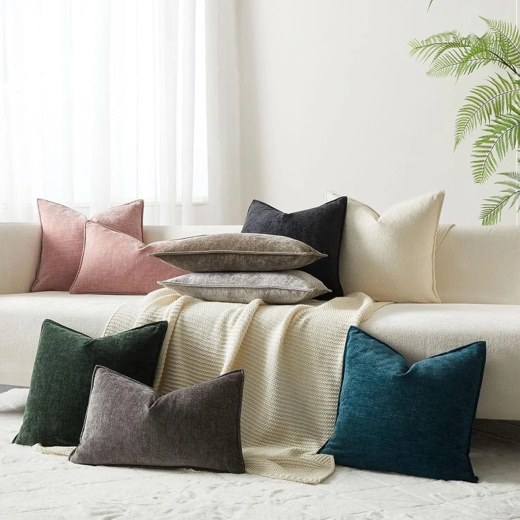 Decorative Pillow Covers Soft Chenille Couch Throw Pillow Cushion Covers with Elegant Design for Sofa Bedroom Living Room
