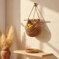 Makramee-Obstkorb-Wandbehang, 3-Tier Boho-Küchenorganisator, Hanf-Baumwollseil
