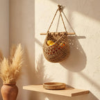 Makramee-Obstkorb-Wandbehang, 3-Tier Boho-Küchenorganisator, Hanf-Baumwollseil