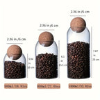 3Pcs/Set Glass Storage Jar with Ball Cork Lid, Clear Glass Canisters with Cork Ball, Cute Decorative round Glass Bottles with Ai