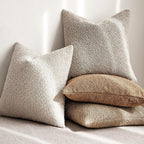 Solid Boucle Throw Pillow Cover Ivory Grey Camel Puffy Soft Design Cushion Cover Texture Couch Pillow Case Cozy 18X18" 45X45Cm