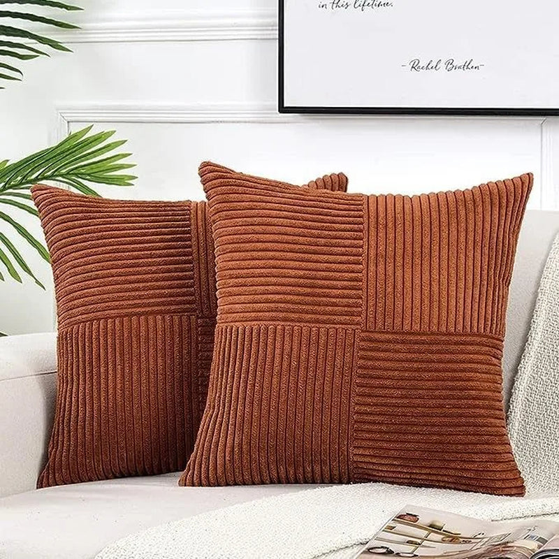 Simple Style Polyester Cushion Cover Stripe Pillow Cover White Beige Pink Solid Color Pillowcase for Sofa Living Room Home Decor