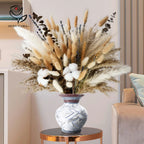 Natural Dried Flower Bouquet Pampas Grass Cotton Stems Bunny Tails Rustic Boho Home Decor Eucalyptus Lavender Wheat Wedding Gift