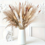 80PCS Natural Dried Flowers Bouquet Pampas Grass Bunny Tail Grass Boho Home Wedding Decor Reeds Eucalyptus Floral Arrangement