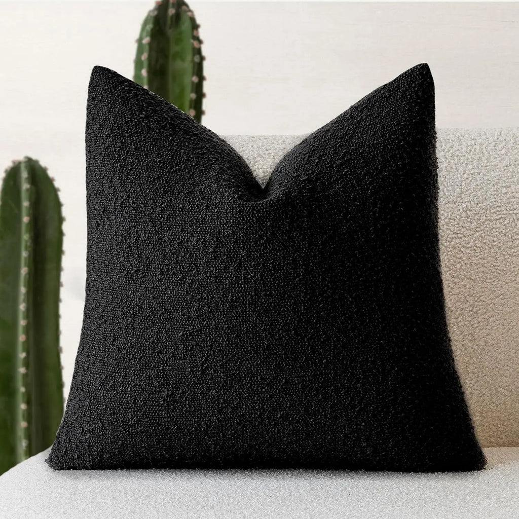 Solid Boucle Throw Pillow Cover Ivory Grey Camel Puffy Soft Design Cushion Cover Texture Couch Pillow Case Cozy 18X18" 45X45Cm