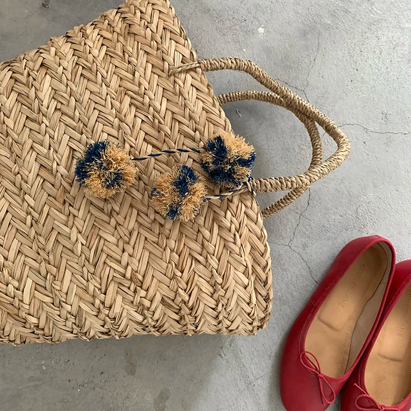 Weave Large Tote Bag 2021 Summer New Quality Straw Women'S Designer Handbag High Capacity Handbag Beach Travel Bag Basket Bag