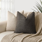 Solid Boucle Throw Pillow Cover Ivory Grey Camel Puffy Soft Design Cushion Cover Texture Couch Pillow Case Cozy 18X18" 45X45Cm