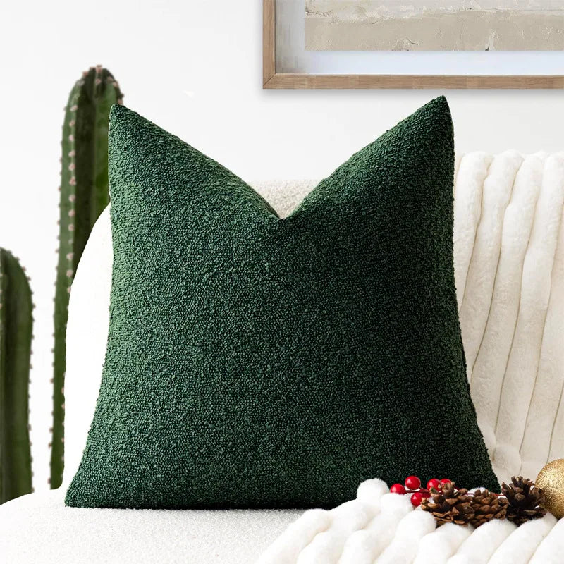 Solid Boucle Throw Pillow Cover Ivory Grey Camel Puffy Soft Design Cushion Cover Texture Couch Pillow Case Cozy 18X18" 45X45Cm