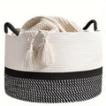 King-Size Woven Storage Basket Living Room Cotton Rope Blanket Basket Household Wicker Laundry Basket Storage Basket