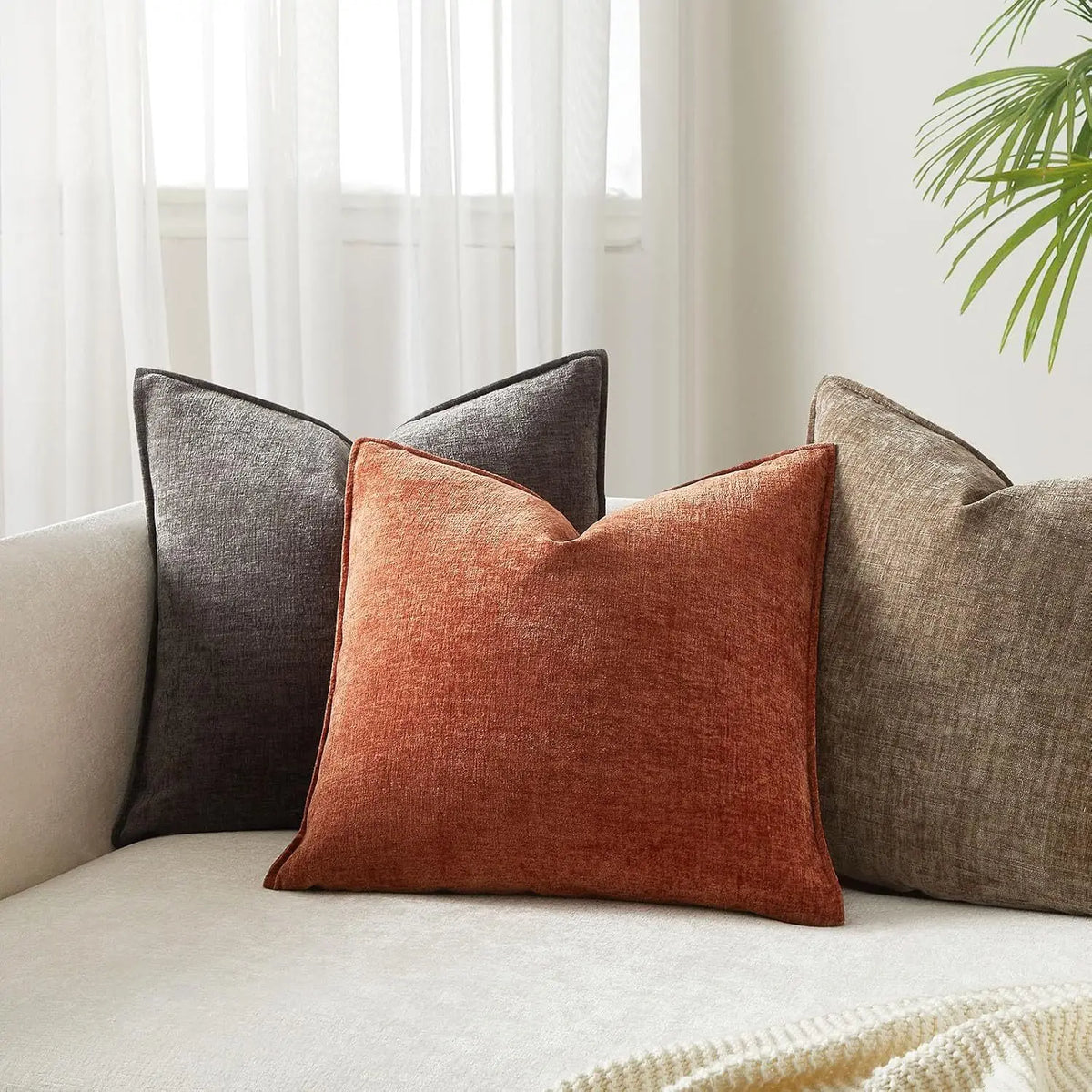 Decorative Pillow Covers Soft Chenille Couch Throw Pillow Cushion Covers with Elegant Design for Sofa Bedroom Living Room