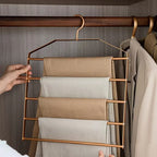 1Pc 5 in 1 Pant Hanger for Clothes Hanging Rack Multi-Layer Shelves Closet Storage Organizer Aluminum Alloy Trouser Towel Hanger